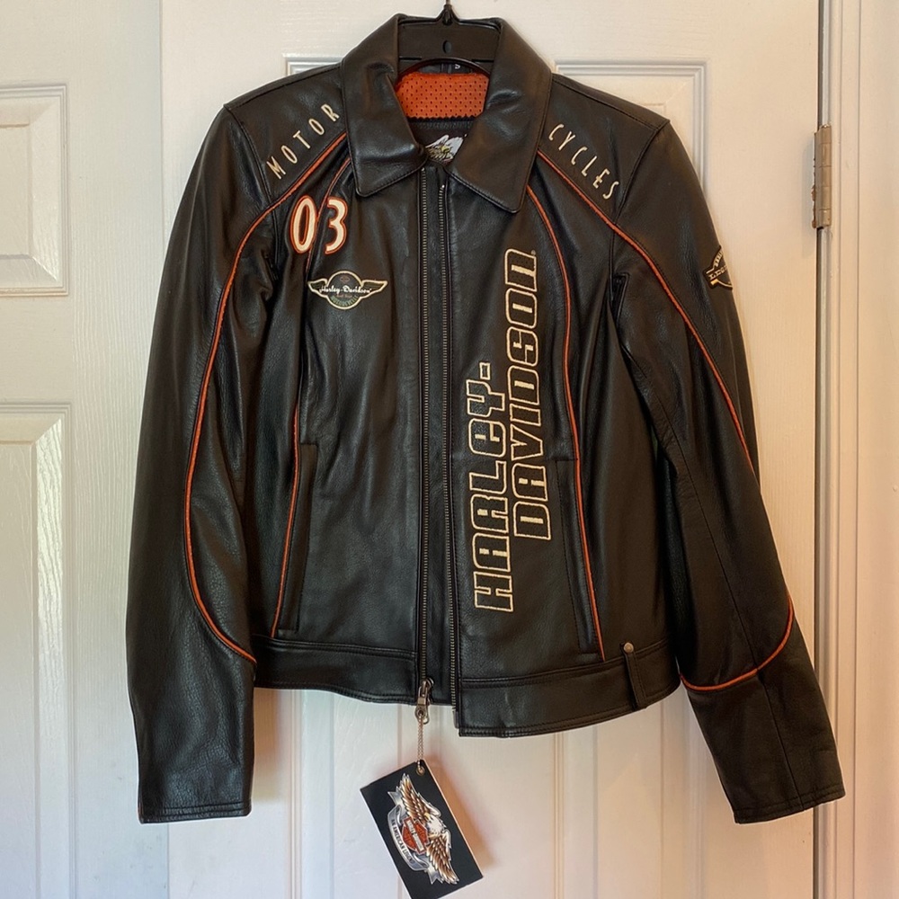 Vintage Harley Davidson Coastline Leather Motorcycle  Jacket